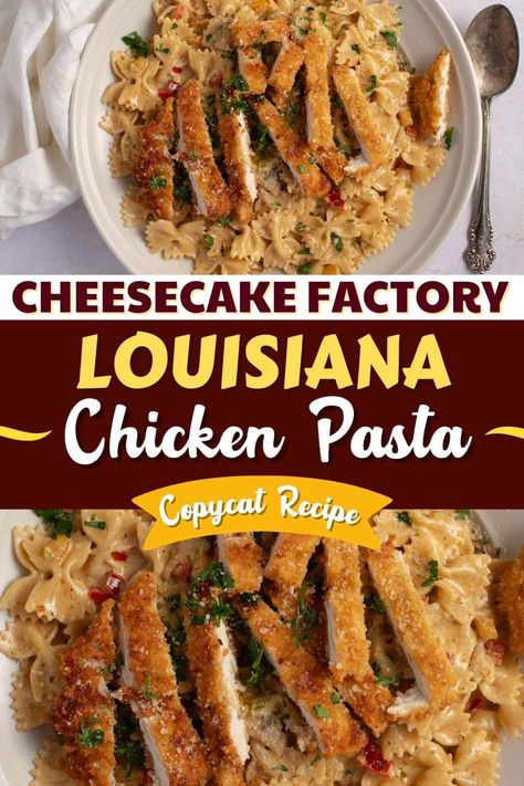 This copycat recipe for Cheesecake Factory Louisiana Chicken Pasta couldn't be easier! Give it a try tonight! Louisiana Pasta, Cheesecake Factory Louisiana Chicken, Cheesecake Factory Louisiana Chicken Pasta, Cowboy Pasta, Recipe For Cheesecake, Louisiana Chicken, Louisiana Chicken Pasta, Pasta Board, Meat Entrees