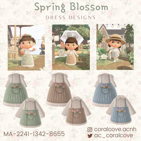 Summer Cottagecore Outfits, Animal Crossing Cottagecore, Acnh Dresses, Cottage Core Animal Crossing, Cottage Core Clothes, Acnh Fashion, Acnh Custom Design, Cottagecore Animal Crossing, Cottage Core Outfit