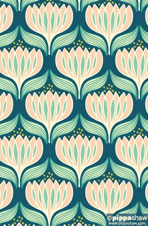 Repeating Pattern Design, 60s Patterns, Lotus Pattern, Repeat Design, Motif Art Deco, Pattern Design Inspiration, Posca Art, Textile Pattern Design, Art Deco Wallpaper