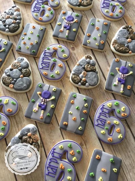 Rock Climbing Cake, Birthday Looks, Rock Climbing Party, Trampoline Party, Birthday Blast, Sixth Birthday, Birthday Cookie, Birthday Decorations Kids, Creative Birthday Gifts