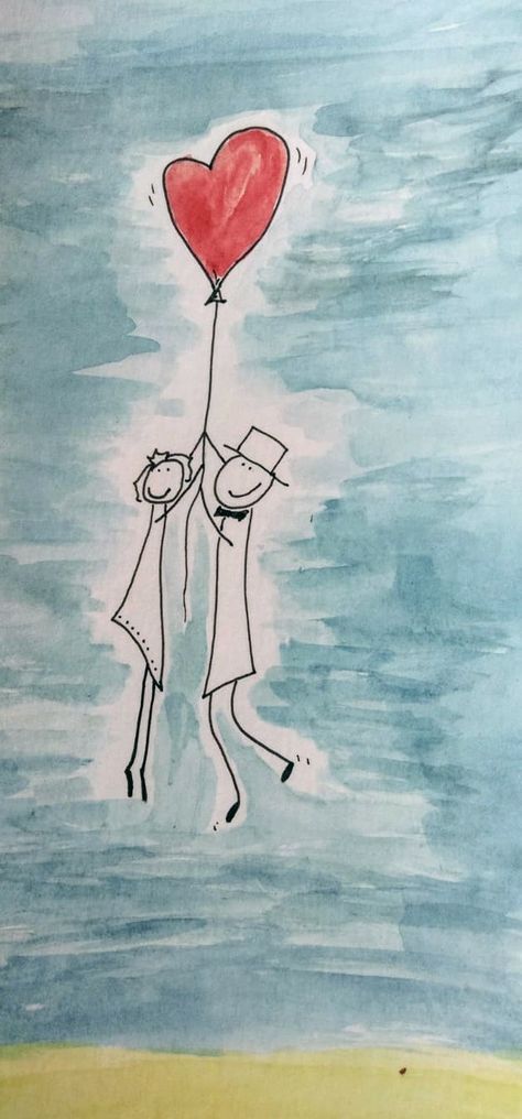 Wedding Card Art, Watercolor Wedding Cards Handmade, Wedding Watercolor Card, Watercolor Wedding Cards, Watercolor Anniversary, Wedding Watercolor Painting, Homemade Watercolors, Simple Wedding Cards, Stick Drawings