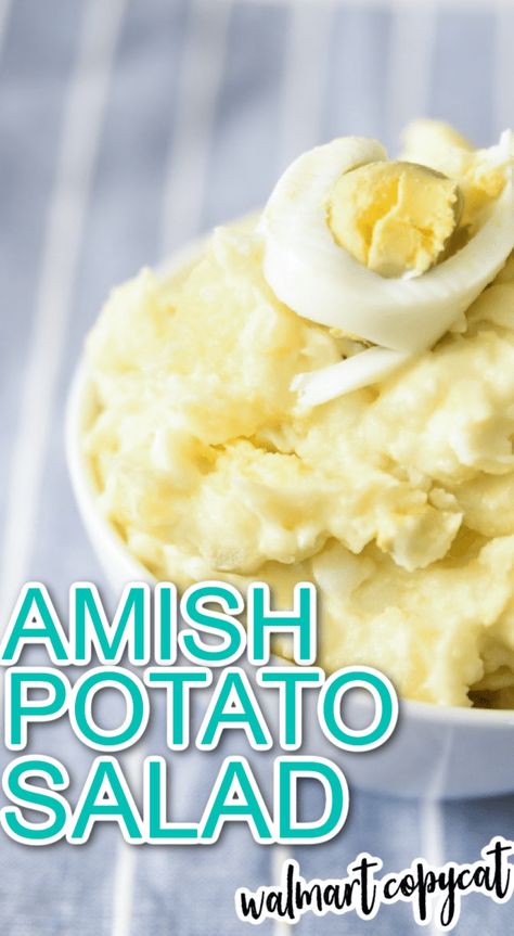 Amish potato salad is a delicious salad with slightly sweet, creamy, and tangy dressing. The perfect Amish potato salad recipe is made from boiled potatoes, eggs, celery, onions, and relish. The salad is super easy to make and is a perfect treat for every occasion, including summer picnics, BBQs, and more! This is a copycat version of the Walmart Amish potato salad. via @simplysidedishes89 Amish Potato Salad Recipe, Amish Potato Salad, Amish Potato Salads, Best Potato Salad Recipe, Homemade Potato Salads, Southern Potato Salad, Potato Salad Dressing, Potato Salad Recipe Easy, Sweet Dressing