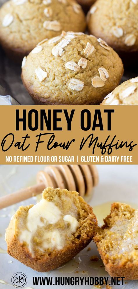 Honey Oat Muffins, Oat Flour Muffins, Glutenfri Baking, Oat Flour Recipes, Pan Sin Gluten, Oat Muffins, Pumpkin Banana, Honey Oats, Gluten Free Muffins