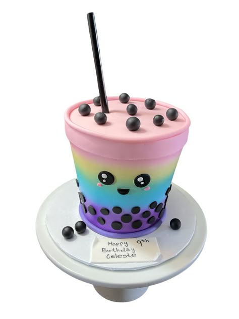 #boba #birthday #birthdaycake #celabration #cake #cakeidea #birthdayideas #bobatea #birthdaydecor #food #dessert #filter #happybirthday #9thbirthday #lopezcakes Boba Cake, Boba Birthday, Woodland Fairy Birthday Party, Summer Birthday Cake, 9th Birthday Cake, 14th Birthday Cakes, Bubble Birthday, Fairy Birthday Party, Childrens Birthday Cakes