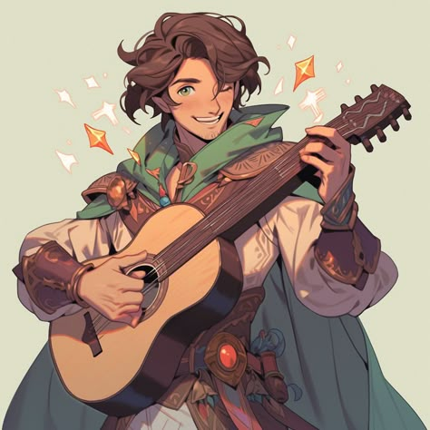 Fantasy Bard Art, Bard Poses Reference, Bards Dnd, Halfling Character Art Male, Dnd Halfling Male, Dnd Bard Character Design, Male Dnd Character Art, Dnd Character Art Male, Bard Character Art