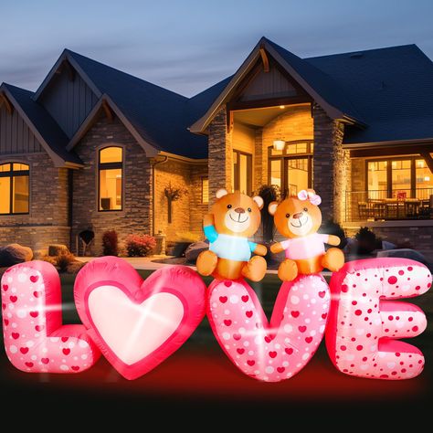 PRICES MAY VARY. Package Includes: you will receive 1 piece of Valentine inflatable love letters with colorful LED lights, 9 feet long, equipped with 6 ground piles and 2 ropes, ideal for decorating your yard or garden and creating a romantic Valentine's Day for you Built in Colorful LED Lights: our inflatable love letters have built in colorful LED lights with a rotatable design; These colorful lights will illuminate the night; These twinkling lights create a mesmerizing effect that will catch Wedding Yard, Yard Party, Valentines Day Heart, Inflatable Decorations, Light Letters, Romantic Things, Valentines Day Weddings, Decorative Letters, Romantic Valentine