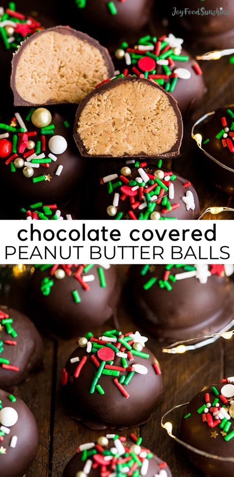 Chocolate Covered Peanut Butter Balls, Christmas Cookie Tray, Chocolate Peanut Butter Balls, Peanut Butter Balls Recipe, New Year's Desserts, Chocolate Covered Peanuts, Vegan Candies, Butter Balls, Peanut Butter Balls