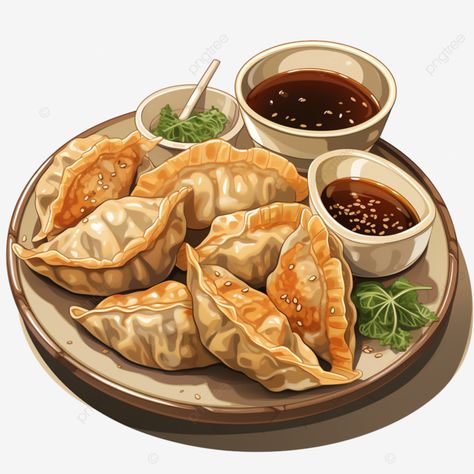 Chinese Dumplings, Food Artwork, Food Clipart, Food Illustration Art, Cute Food Drawings, Cute Food Art, Pork Chop, Game Food, Transparent Image