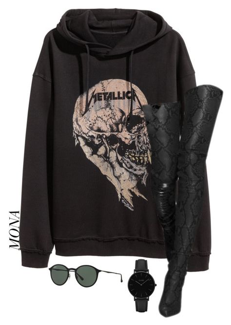 "Untitled #206" by styledbylamona ❤ liked on Polyvore featuring Ray-Ban and CLUSE Hoodies Aesthetic, Band Hoodies, Wardrobe Outfits, Hooded Top, Alt Fashion, Fashion Victim, Goth Outfits, Ribbed Top, Hooded Tops