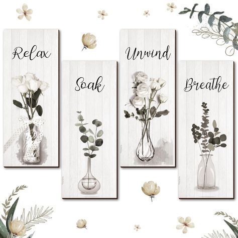 Pictures For Bathrooms Walls Decor, Decorating Master Bath, Restroom Wall Decor Ideas, Gray Farmhouse Bathroom, Small Guest Bathroom Decor, White Decor Bathroom, Bathroom Frames Decor Wall Art, French Farmhouse Bathroom Decor, Small Bathroom Wall Art