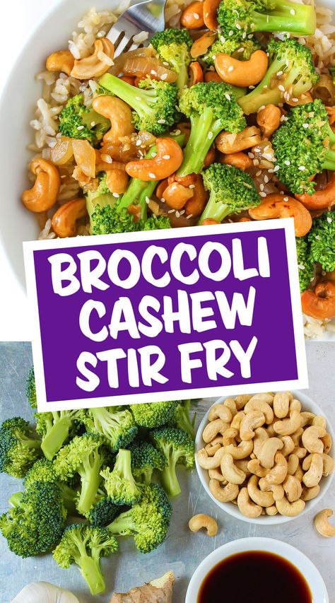 Broccoli Cashew Stir-Fry Broccoli Cashew Stir Fry, Cashew Broccoli, Stir Fry Broccoli, Broccoli Cashew, Vegan Weeknight Meals, Garden Grazer, Broccoli And Carrots, Fried Broccoli, Easy Broccoli