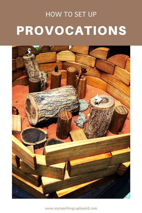 Outdoor Provocations Reggio Emilia, Provocation Ideas For Preschool, Reggio Inspired Dramatic Play Area, Nature Provocations Reggio Emilia, Prek Provocations, Preschool Provocations Ideas, Reggio Provocations Preschool, Land Based Learning, Ece Provocations