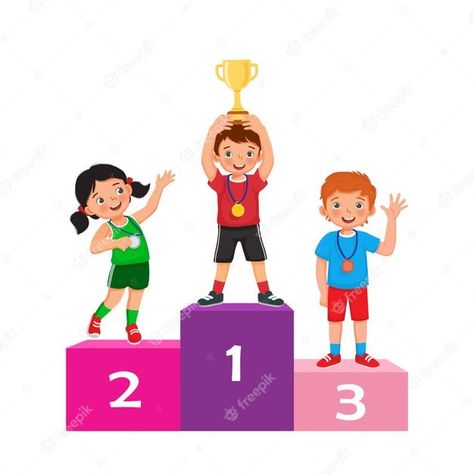 Premium Vector | Kids with medals and gold cup trophy standing on winners podium or pedestal celebrating victory Winners Podium, Save Earth Drawing, Trophy Stand, Kids Awards, Earth Drawings, Gold Graduation Party, Certificate Design Template, Graduation Invitations Template, Third Place