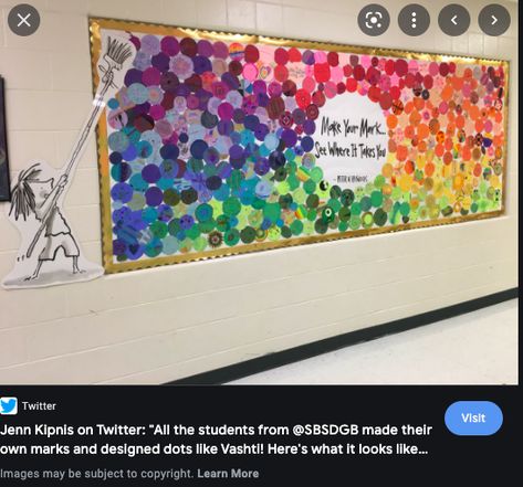 Group Mural Ideas, Collaborative School Mural, Dot Bulletin Board Ideas, International Dot Day Bulletin Board, Make Your Mark Bulletin Board, The Dot Bulletin Board Ideas, The Dot Bulletin Board, Collaborative Art Projects For Kids, The Dot Book