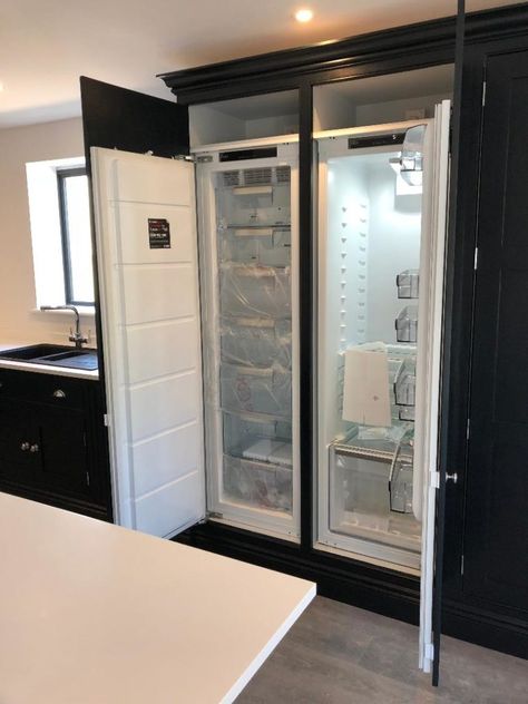 INTEGRATED FRIDGE AND FREEZER 1 Hidden Fridge Freezer, Integrated Fridge And Freezer, Fridge Cupboard Built Ins, Built In Deep Freezer, Deep Freezer In Kitchen, Hidden Fridge Built Ins, Hidden Deep Freezer In Kitchen, Fridge Freezer In Kitchen, Hidden Fridge Kitchen