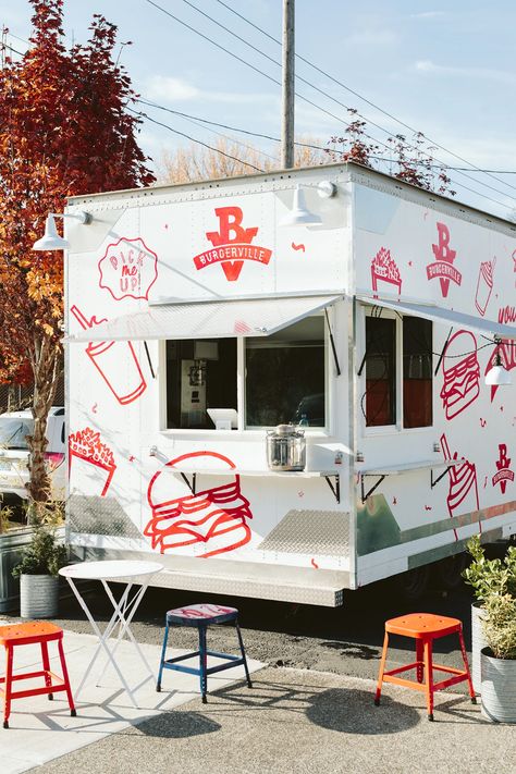 Food Truck Graphics, Max Humphrey, Burger Truck, Waffle Stick, Foodtrucks Ideas, Street Food Design, Pizza Food Truck, Container Restaurant, Business Branding Inspiration