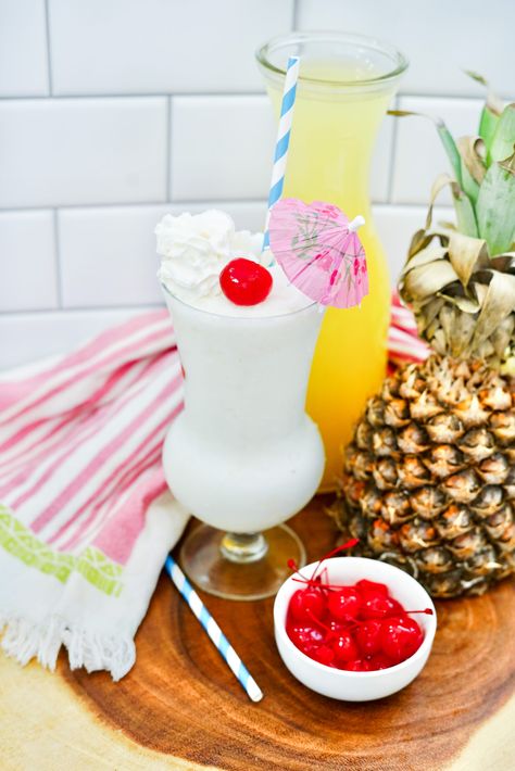 Virgin Pina Colada Recipe, Pina Colada Punch, Easy Pina Colada Recipe, Virgin Pina Colada, Coco Lopez, Cream Of Coconut, Pina Colada Recipe, Foodie Photography, Refreshing Summer Drinks