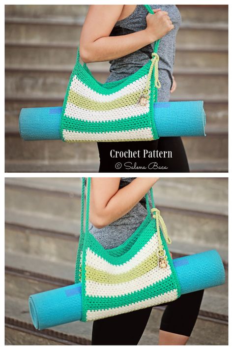 Yoga Mat Bag Free Crochet Patterns & Paid - DIY Magazine Crochet Yoga Bag Pattern Free, Crochet Yoga Mat, Yoga Mat Bag Pattern, Crochet Yoga, Yoga Mat Sling, Yoga Mat Holder, Diy Yoga, Yoga Tote Bag, Yoga Tote