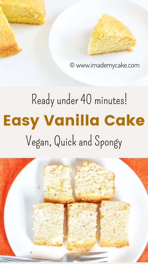 Vegan Sponge Cake Recipe, Easy Vegan Cake, Cake Without Eggs, Simple Vanilla Cake, Vegan Vanilla Cake, Vanilla Sheet Cakes, Easy Vanilla Cake, Easy Vanilla Cake Recipe, Vegan Birthday Cake