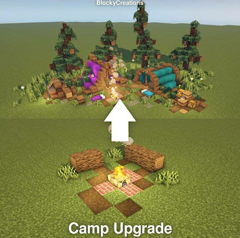 Minecraft Camp, Easy Minecraft Houses, Diy Minecraft, Cool Minecraft Creations, Minecraft Room, Cute Minecraft Houses, Minecraft Furniture, Minecraft Plans, Minecraft Games