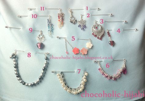 Mini Blog Sale: Hijab Pins | Chocoholic Hijabi Pin Inspiration, Zipper Jewelry, Simple Hijab, Out Of Space, Hijab Pins, Scarf Pin, Handmade Jewelry Tutorials, Hijab Scarf, Beaded Jewelry Designs