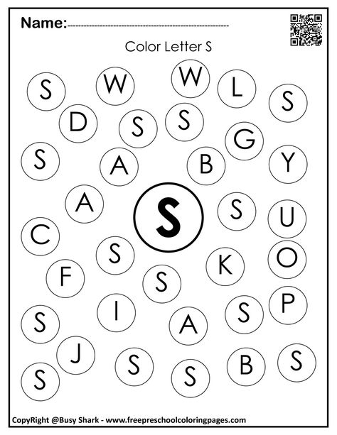 Letter S Dot Page, S Letter Worksheet, Letter S Coloring Page Free Printable, Letter S Printable Free, Letter S Worksheets Kindergarten, Letter S Coloring Page, Letter S Preschool Activities, S Is For, Abc For Preschool