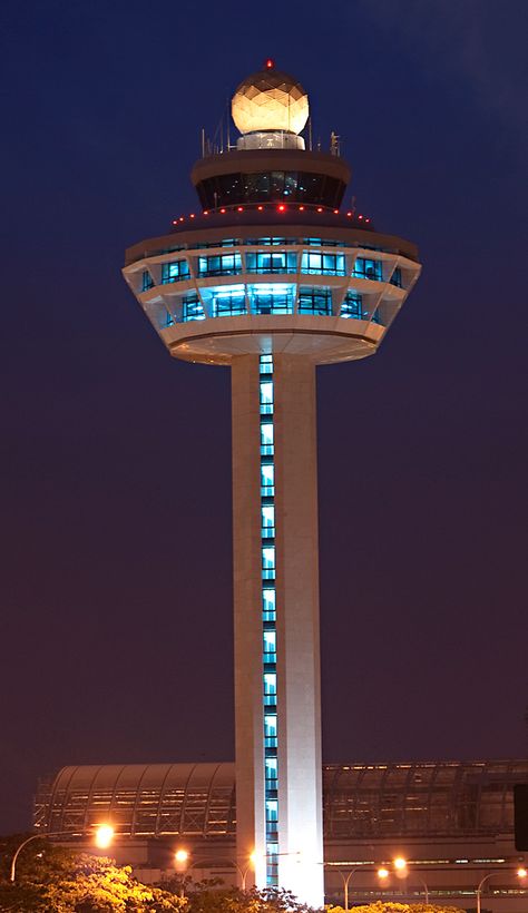 Changi Airport Control Tower Control Tower Airport, Airport Tower, Airport Control Tower, Airport Architecture, Aviation Education, Control Tower, Aviation World, Airport Design, Air Traffic Control