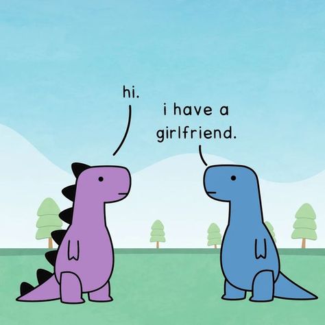 Two Dinosaurs In Love Drawing, Dinosaur Love Quotes, Dino Comics Love, Rawr Means I Love You In Dinosaur, Dinosaur Couple, Dinasour Memes Hilarious, Boo Thang, Couples Comics, Cute Dinosaur