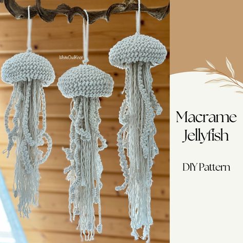 Macrame Jellyfish, Step By Step Macrame, Pattern Step By Step, Makramee Diy, Diy Macrame Plant Hanger, Hanger Diy, Diy Plant Hanger, Macrame Boho, House Bedroom