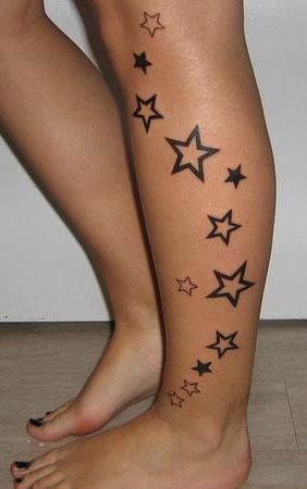 Tattoo Etoile, Cliche Tattoo, Best Star Tattoos, Tattoo Perna, Tattoo Pierna, Star Tattoo Designs, Muster Tattoos, Rosen Tattoo, Leg Tattoos Women