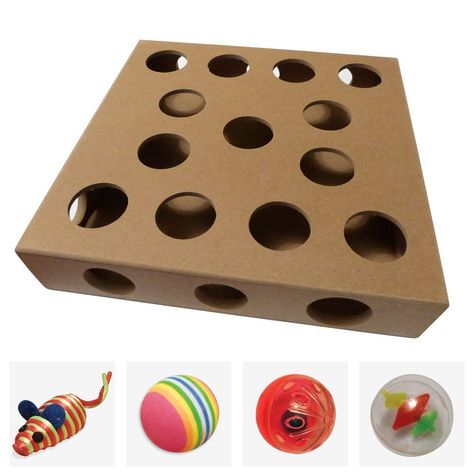 Unique Design, New for 2016 - Cat Toy Puzzle Box - As Seen on TV Channel 5's The Secret Life of Kittens - An Interactive Indoor Cat Toys Puzzle Box by Smitten Kitten - Four Cat Toys included, Balls and a Mouse - A Great Gift For Any Cat: Amazon.co.uk: Pet Supplies Best Kitten Toys, Cat Puzzle Feeder, Diy Cat Food, Chat Diy, Homemade Cat Toys, Diy Cat Toys, Cats Diy Projects, Cat Puzzle, Ideal Toys