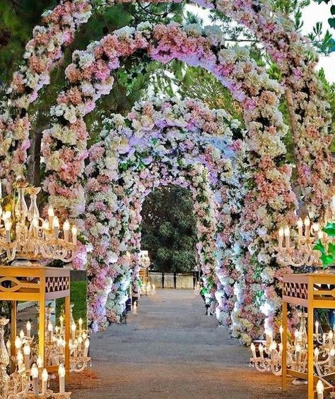 Floral archway decor. Archway Decor, Wedding Walkway, Themed Wedding Decorations, Floral Archway, Lebanese Wedding, Wedding Entrance Decor, Mandap Decor, Elegant Wedding Reception, Flower Shops