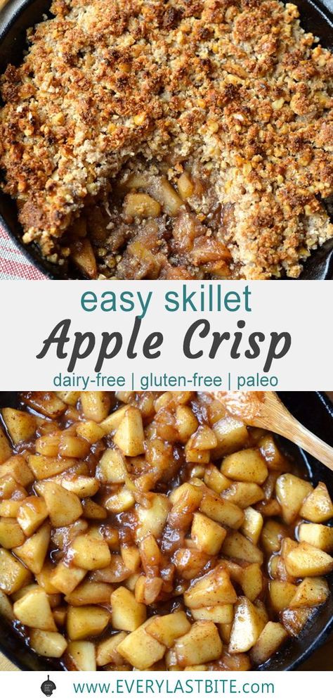 Whole 30 Apple Crisp Recipe, Whole30 Apple Crisp, Apple Crisp Skillet, Apple Crisp Over Campfire, Apple Crisp Skillet Recipe, Whole 30 Apple Crisp, Apple Crisp Stovetop, Cast Iron Apple Crisp Recipe, Gf Df Apple Dessert