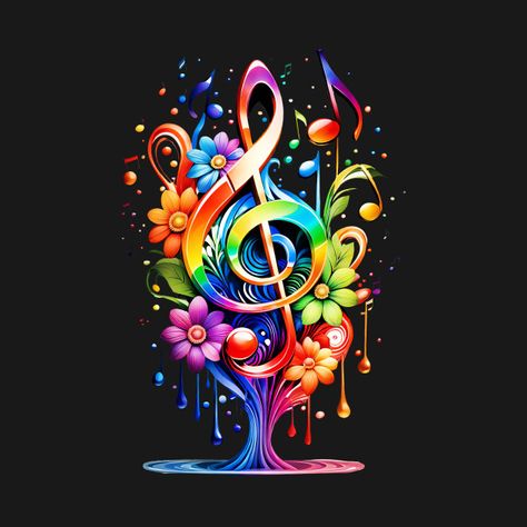 Music, colorful clef with leaves - Music Colorful Clef With Leaves - T-Shirt | TeePublic Seal Tattoo, Beautiful Moon Pictures, Rainbow Music, Music Wall Decor, Lavish Lifestyle, Colorful Things, Bunny Cartoon, Android Wallpaper Art, Month Workout