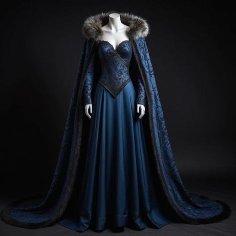 Sky Inspired Dress, Medieval Dress Royal, Queen Dress Royal Medieval, Suite Outfit, Winterfell Dress, Targaryen Outfit, Queen Outfits Royal, Blue Medieval Dress, Got Dresses