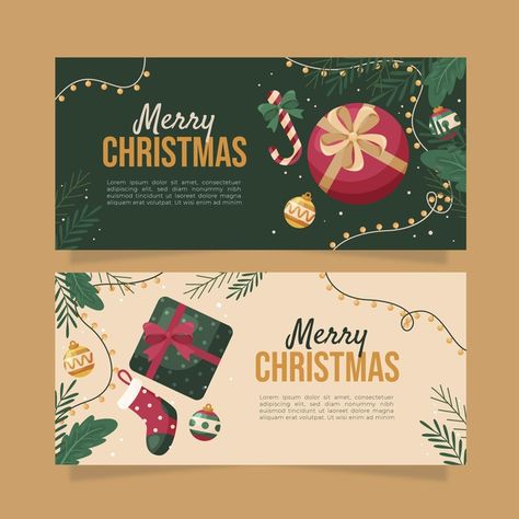 Free Vector | Christmas banners in flat design Christmas Poster Design, Professional Flyer Design, Christmas Promo, Christmas Graphic Design, Modern Christmas Cards, Christmas Campaign, Christmas Promotion, Graphic Design Cards, Flyer Design Layout