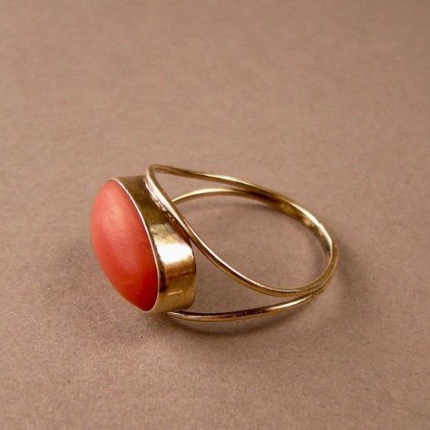 Orange Coral Rings For Women, Coral Jewelry Indian Gold, Indian Gold Ring, Coral Rings, Coral Stone Ring, Ruby Ring Designs, Delicate Silver Rings, Red Coral Ring, Black Pinterest