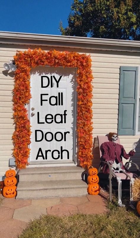 Fall Leaf Arch Front Door, Fall Door Archway, Diy Fall Garland Front Door, Diy Fall Archway, Fall Arch Decor, Fall Garland Front Door, Fall Door Garland, Diy Fall Garland, Fall Interior Decor