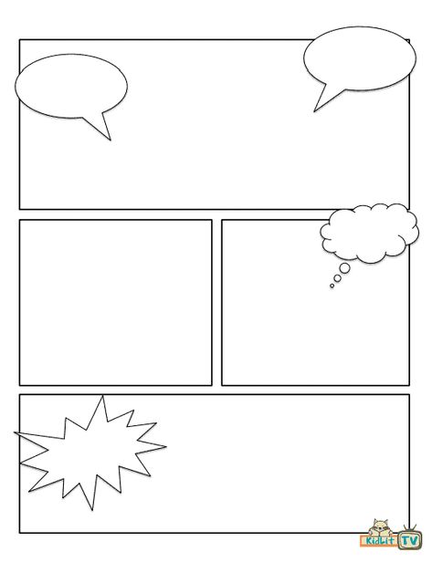 The Kids Are All Write: How to Make a Comic - KidLit TV Novel Layout, Graphic Novel Layout, Comic Strip Template, Make A Comic Book, Create Your Own Comic, Comic Template, Comic Book Template, Book Art Projects, Easy Toddler Crafts