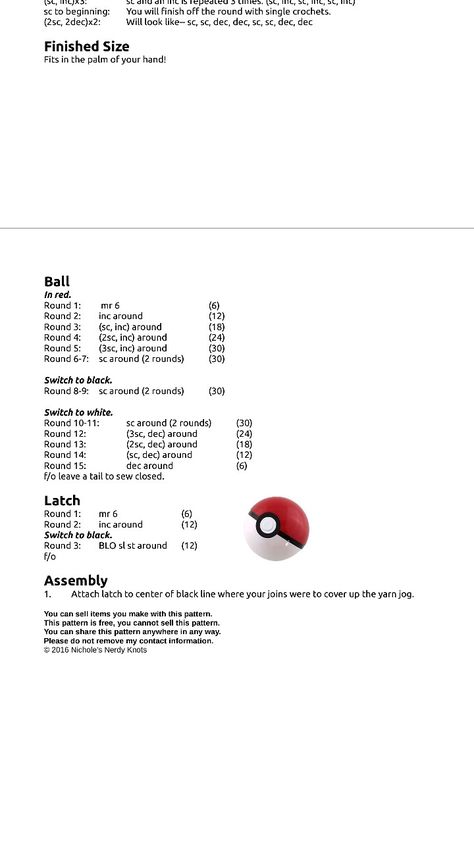 Poke ball Crochet Pokemon Ball Pattern Free, Poke Ball Crochet Pattern, Crochet Pokeball Pattern Free, Pokeball Crochet Pattern Free, Crochet Pokemon Ball, Pokeball Crochet Pattern, Ball Crochet Pattern, Pokeball Pattern, Ball Crochet