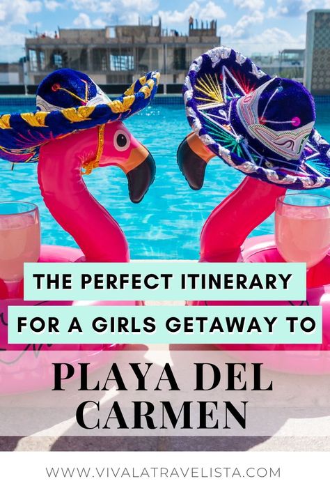 The perfect long weekend itinerary for a girls getaway to Playa del Carmen, Mexico including restaurant recommendations, daily activities, and nightlife.  #playadelcarmen #mexico #mexicotravel #girlstrip #girlsgetaway 40th Birthday Mexico Trip, Playa Del Carmen Bachelorette Party, Mexico Birthday Trip, Mexico Girls Trip, Weekend Beach Trip, Mexico Bachelorette Party, Girls Trip Destinations, Aries Energy, Cancun Mexico Travel