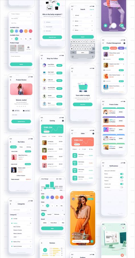 Shopex ¨C eCommerce Mobile App UI Template Mobile Ui Design Trends, Ecommerce Mobile App, Ecommerce App, Graphic Trends, Mobile App Ui, Flyer Design Templates, Market Shopping, Ui Kit, App Ui