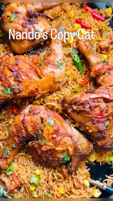 Nando’s Copy Cat Spicy Peri Peri Rice Recipe https://resepmamiku.com/en/nandos-copy-cat-spicy-peri-peri-rice-bon_appetit_by_nadia Nando’s Chicken And Rice, Nandos Rice Recipes, Peri Peri Rice, Nandos Recipes, Nandos Spicy Rice, Peri Peri Chicken And Rice, Nandos Chicken Recipe, Protein Dishes, Nando's Chicken