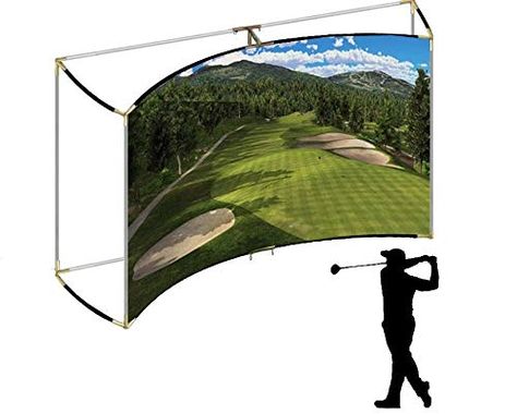 Indoor/Outdoor Golf Impact Screen with Self-Standing Curved Frame Golf Simulator for Home Impact Screen Golf Simulato... Golf Screen, Golf Impact Screen, Virtual Golf, Indoor Golf Simulator, Impact Screen, Golf Simulator, Tube Clamp, Projection Screens, Golf Simulators