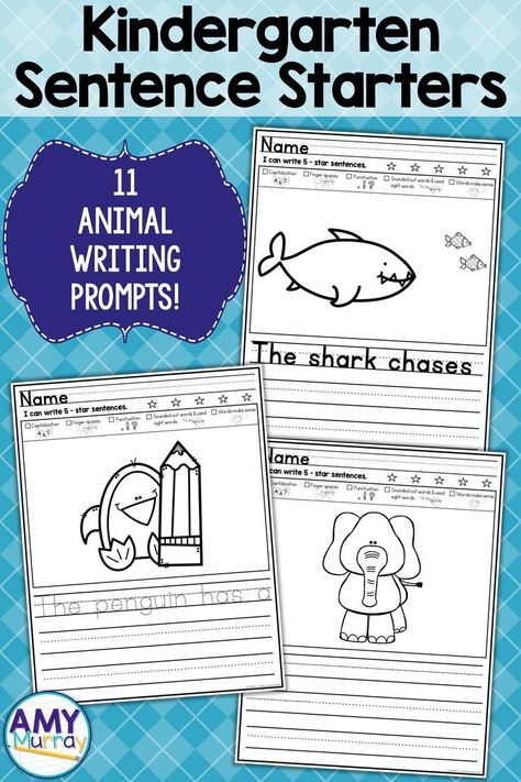 Animal Writing Prompts, Animal Writing, Kindergarten Writing Activities, Complete Sentence, Picture Writing, Kindergarten Writing Prompts, Chart Paper, Writing Checklist, Literacy Centers Kindergarten