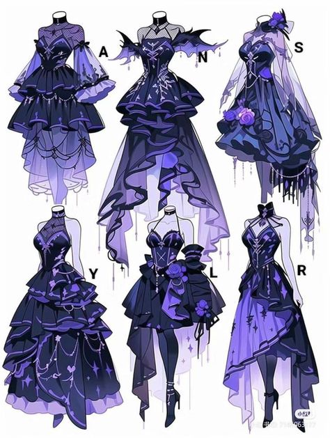 Type Of Purple Color, Art Clothes Ideas, Outfits Art Reference, Fantasy Outfit Reference, Demon Slayer Oc Name Ideas, Types Of Headbands, Oc Details, Demon Slayer Ocs, Drawing Model