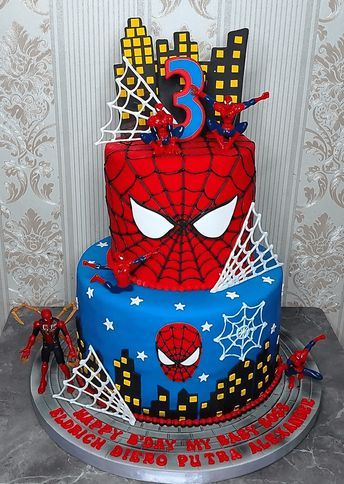 Spiderman Cake Ideas Spider Man 3rd Birthday, Spider Man Themed Birthday Cake, 3rd Birthday Spiderman Cake, Cake Designs Spiderman, Kids Spiderman Birthday Party, Spidey Cake Birthday Boys, Spider Man Birthday Cake Ideas, Spiderman Cake 5th Birthday, Spider Man 3rd Birthday Cake