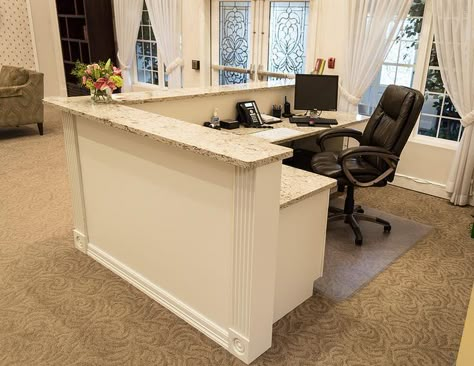 reception desk ideas out of drywall | 25+ best ideas about Spa Reception Area on Pinterest ... Build Reception Desk, Receptionist Counter, Studio Entrance, Reception Desk Area, Salon Desk, Small Reception Desk, Reception Area Design, Receptionist Desk, Office Reception Design