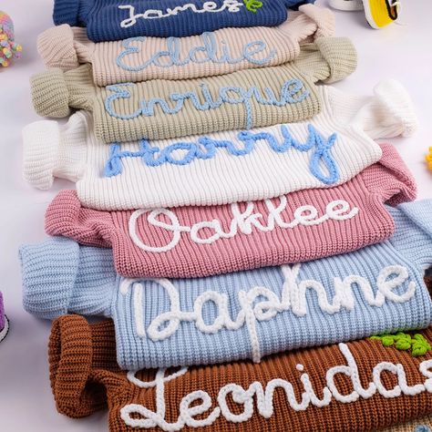 Custom Name Baby Sweaters Personalized Hand Embroidered Name Baby Sweaters Unique Baby Sweater Baby Boy Name Sweater, Baby Shower Gift - Etsy Name Sweater Baby, Hand Embroidered Name, Name Sweater, Baby Boy Name, Sweater Tutorial, Baby Jumper, Pull Bebe, Boy Name, Knit Baby Sweaters