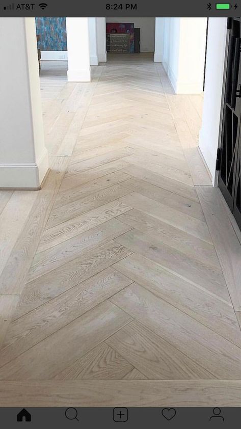 Hallway Flooring Ideas Wood, Herringbone Hallway Ideas, Wood Flooring Ideas Herringbone, Herringbone Wood Floor Narrow Hallway, Ceiling Beams For Low Ceilings, Herringbone Wood Hallway, Chevron Hallway Floor, Small Entry Way Flooring Ideas, Herringbone In Hallway